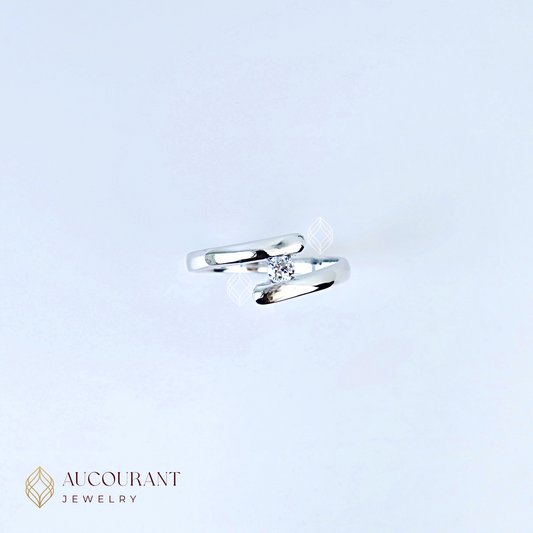 Cincin Emas mata (R)ound satu Model Terbuka Luna Open Ring Open Band. Emas White Gold 17K