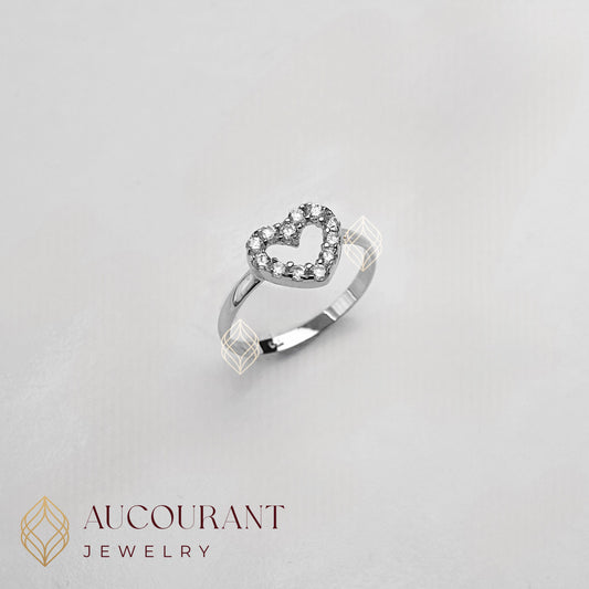 Cincin Emas model Hati (Love)(Hollow). Emas White Gold 17K