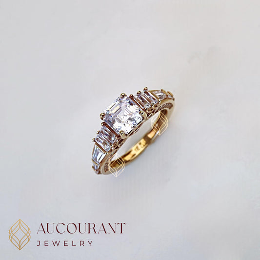 Cincin Emas Model Solitaire Mata Kotak(PC) full samping mata Kotak(PC). Emas Rose Gold 17K