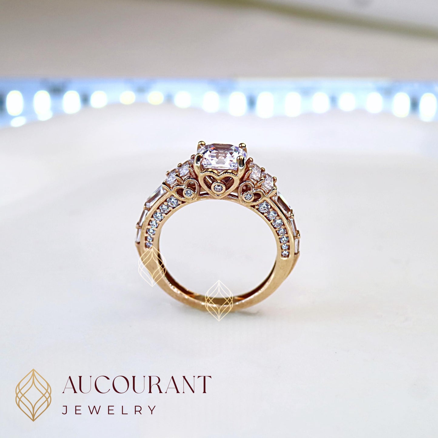 Cincin Emas Model Solitaire Mata Kotak(PC) full samping mata Kotak(PC). Emas Rose Gold 17K