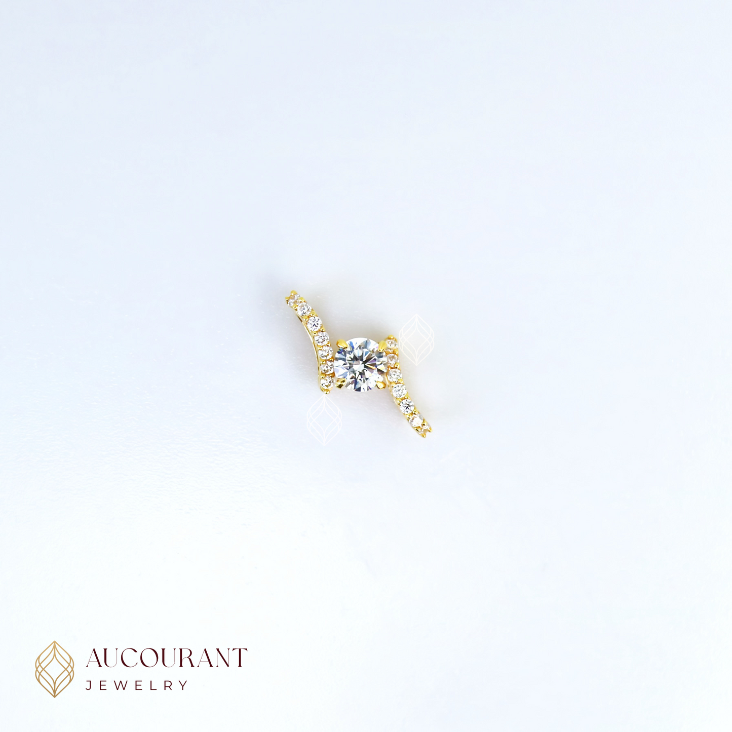 Liontin Emas Model Lengkung Gelombang Tangga Sayap kanan Kiri (Wave) Bunga. Emas Rose Gold 16K