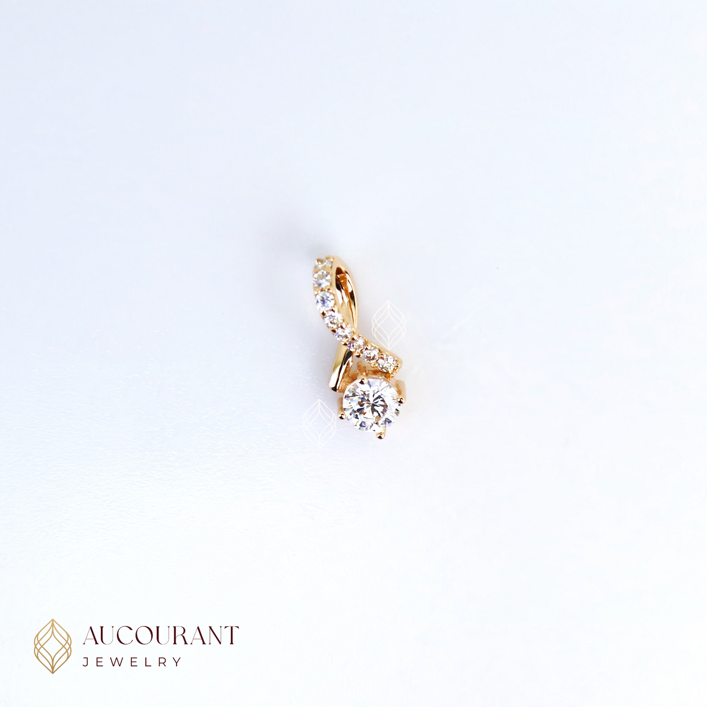 Liontin Emas Model Lilit Gelombang Pita(Ribbon) Silang. Emas Rose Gold 17K