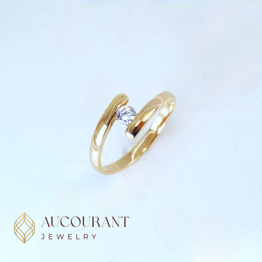 Cincin Emas mata (R)ound satu Model Terbuka Luna Open Ring Open Band. Emas Rose Gold 17K
