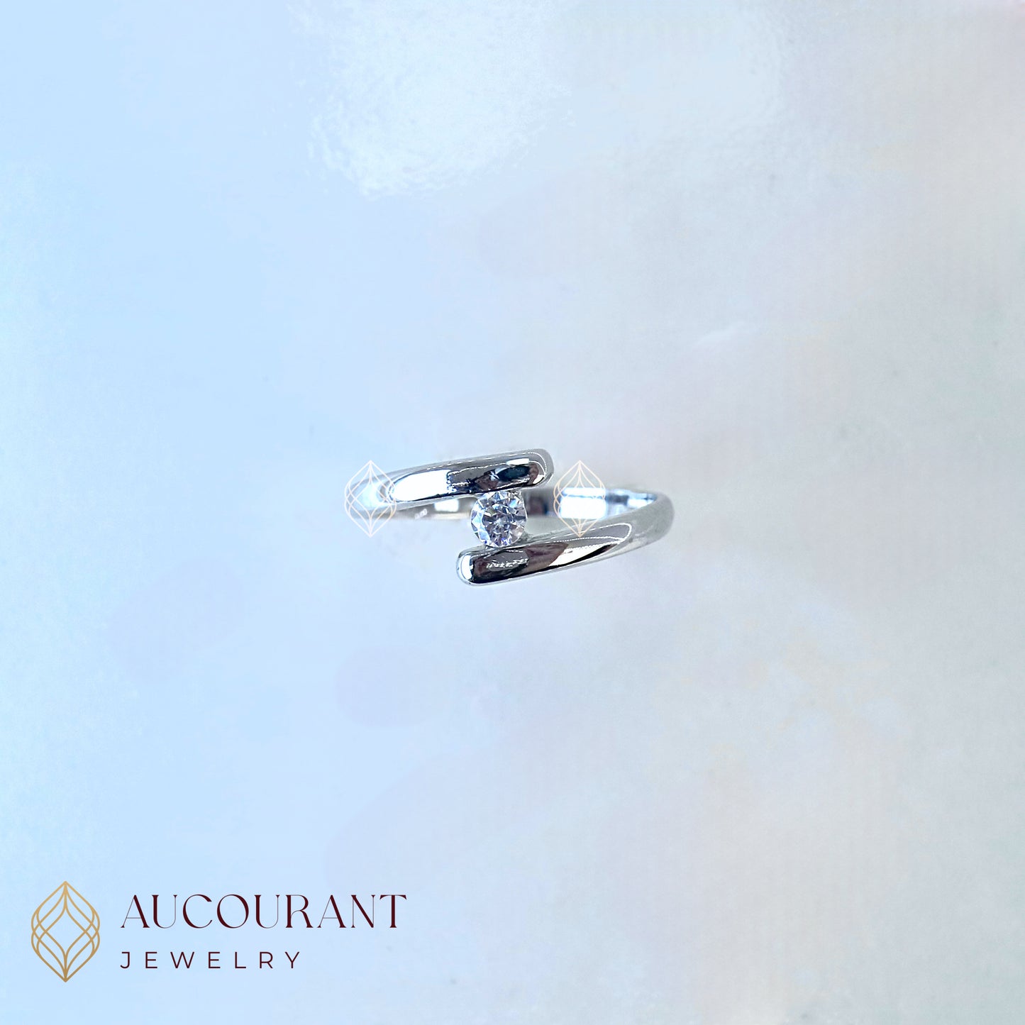 Cincin Emas mata (R)ound satu Model Terbuka Luna Open Ring Open Band. Emas White Gold 17K