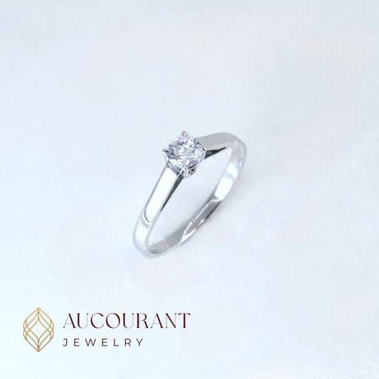 Cincin Emas Model Solitaire Klasik Mata (R)ound. Emas White Gold 17K