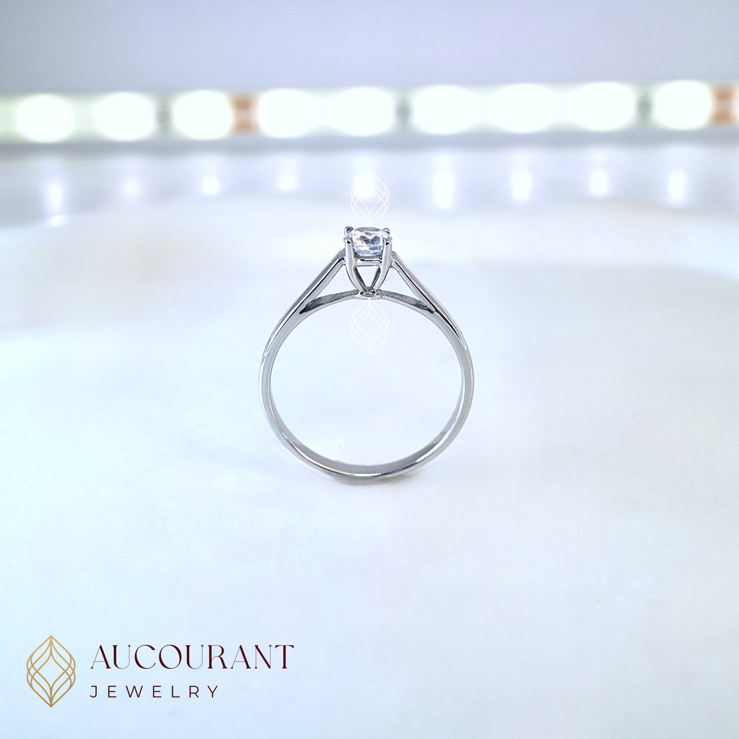 Cincin Emas Model Solitaire Klasik Mata (R)ound. Emas White Gold 17K