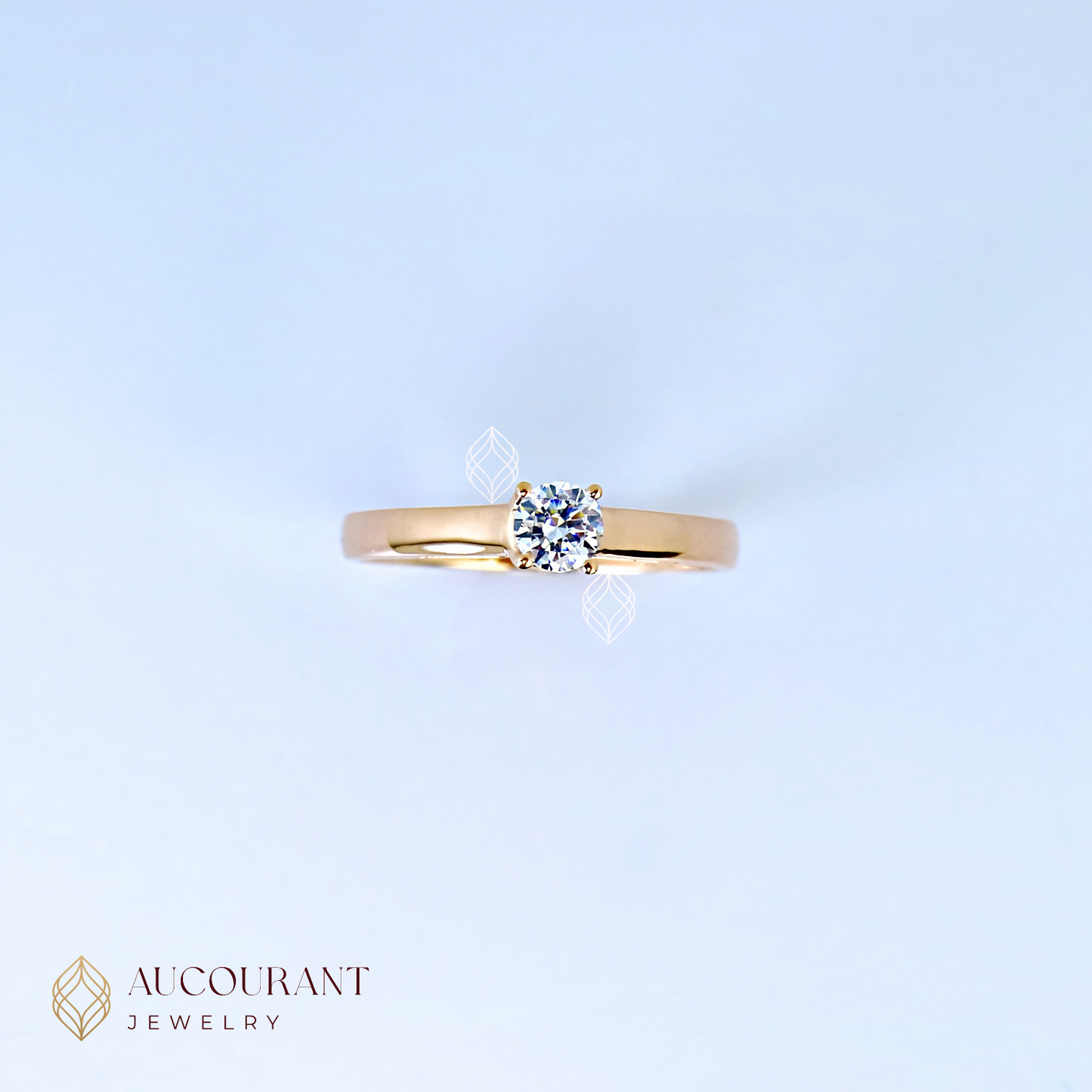 Cincin Emas Model Solitaire Klasik Mata (R)ound. Emas Rose Gold 17K
