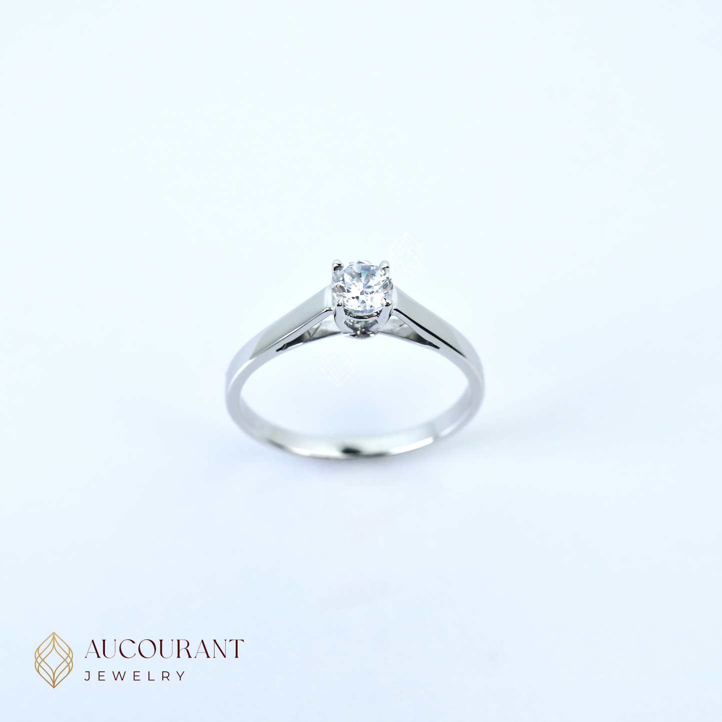 Cincin Emas Model Solitaire Klasik Mata (R)ound. Emas White Gold 17K