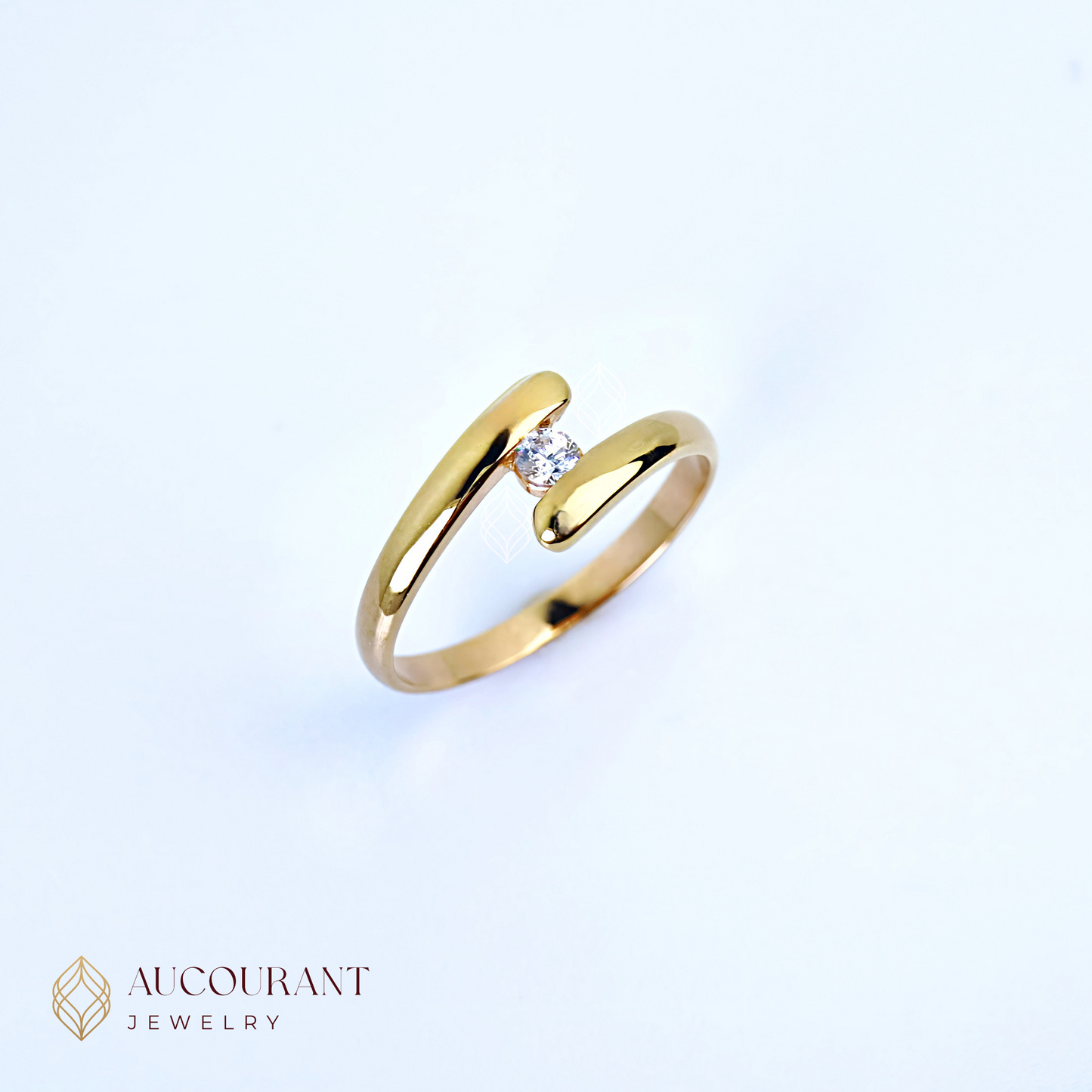 Cincin Emas mata (R)ound satu Model Terbuka Luna Open Ring Open Band. Emas Rose Gold 17K