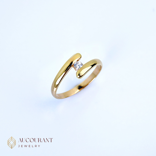 Cincin Emas mata (R)ound satu Model Terbuka Luna Open Ring Open Band. Emas Rose Gold 17K
