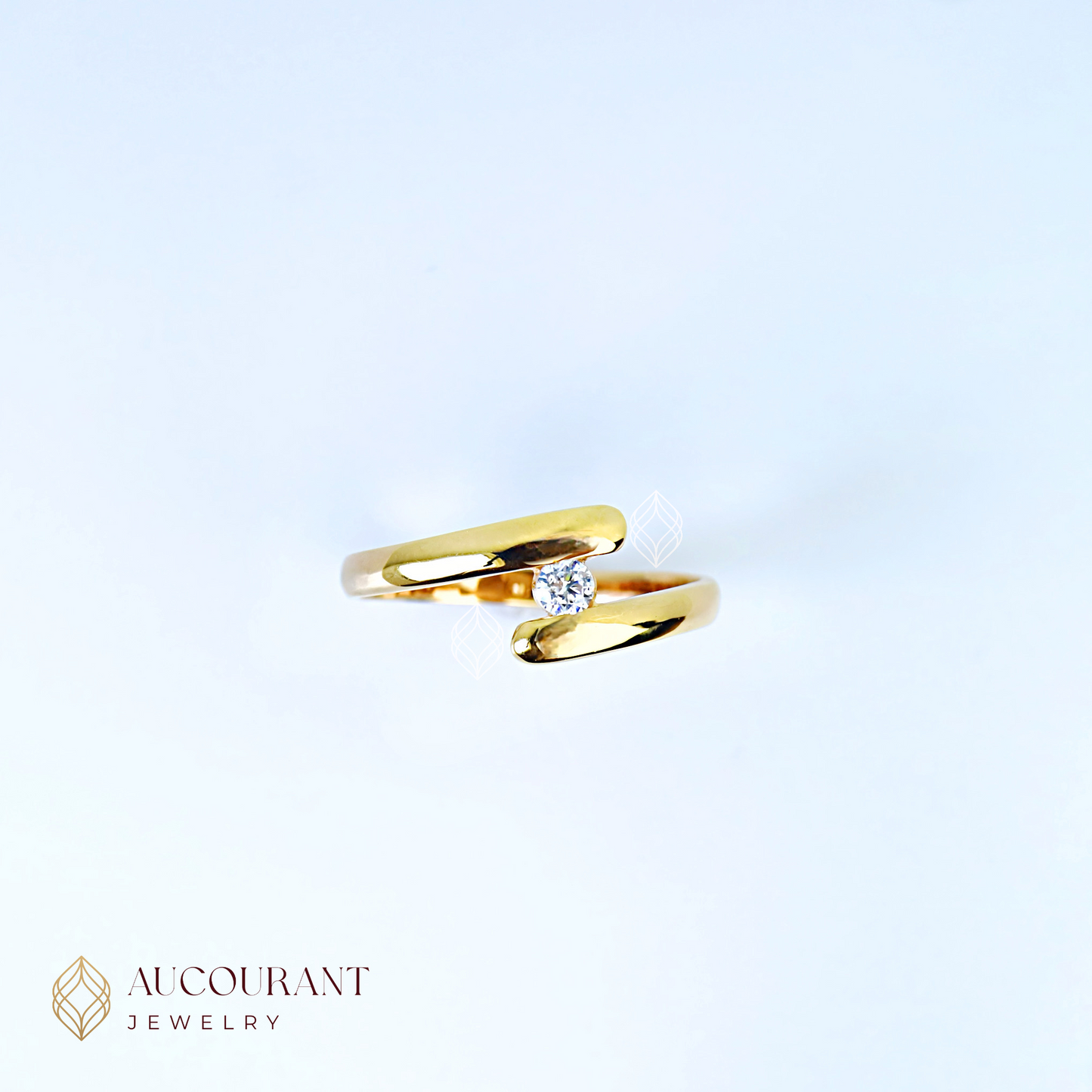 Cincin Emas mata (R)ound satu Model Terbuka Luna Open Ring Open Band. Emas Rose Gold 17K