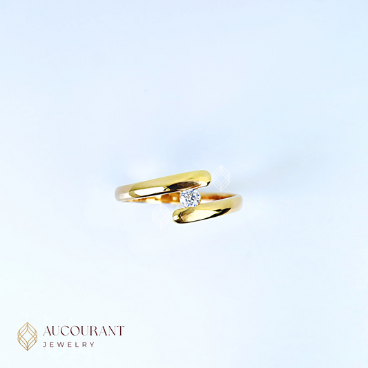 Cincin Emas mata (R)ound satu Model Terbuka Luna Open Ring Open Band. Emas Rose Gold 17K