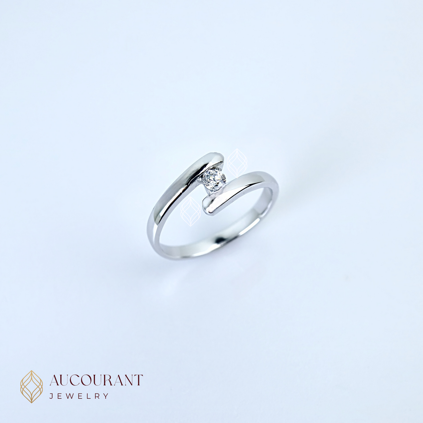 Cincin Emas mata (R)ound satu Model Terbuka Luna Open Ring Open Band. Emas White Gold 17K