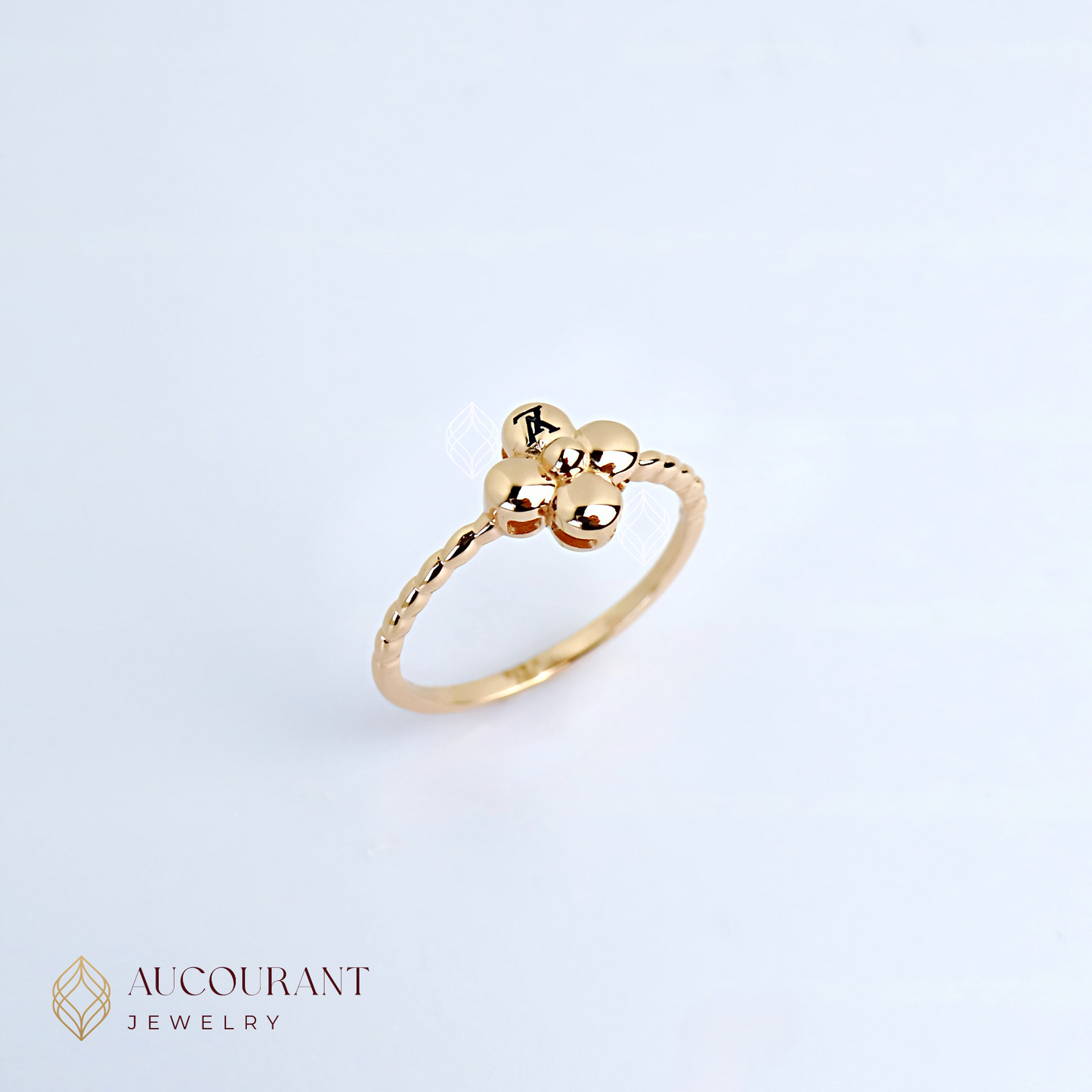 Cincin Emas model Bunga LV. Emas Rose Gold 17K