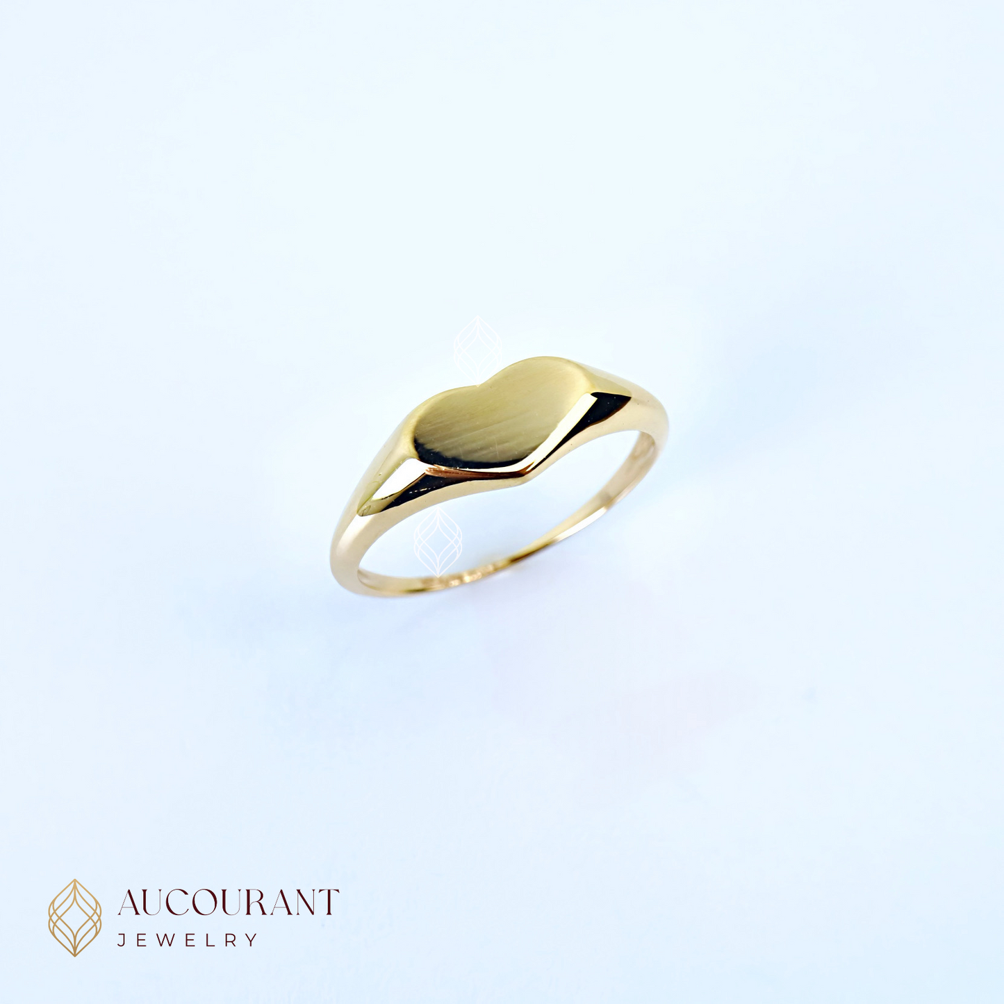 Cincin Emas model Signet (Love) Hati Statement Ring. Emas Rose Gold 17K