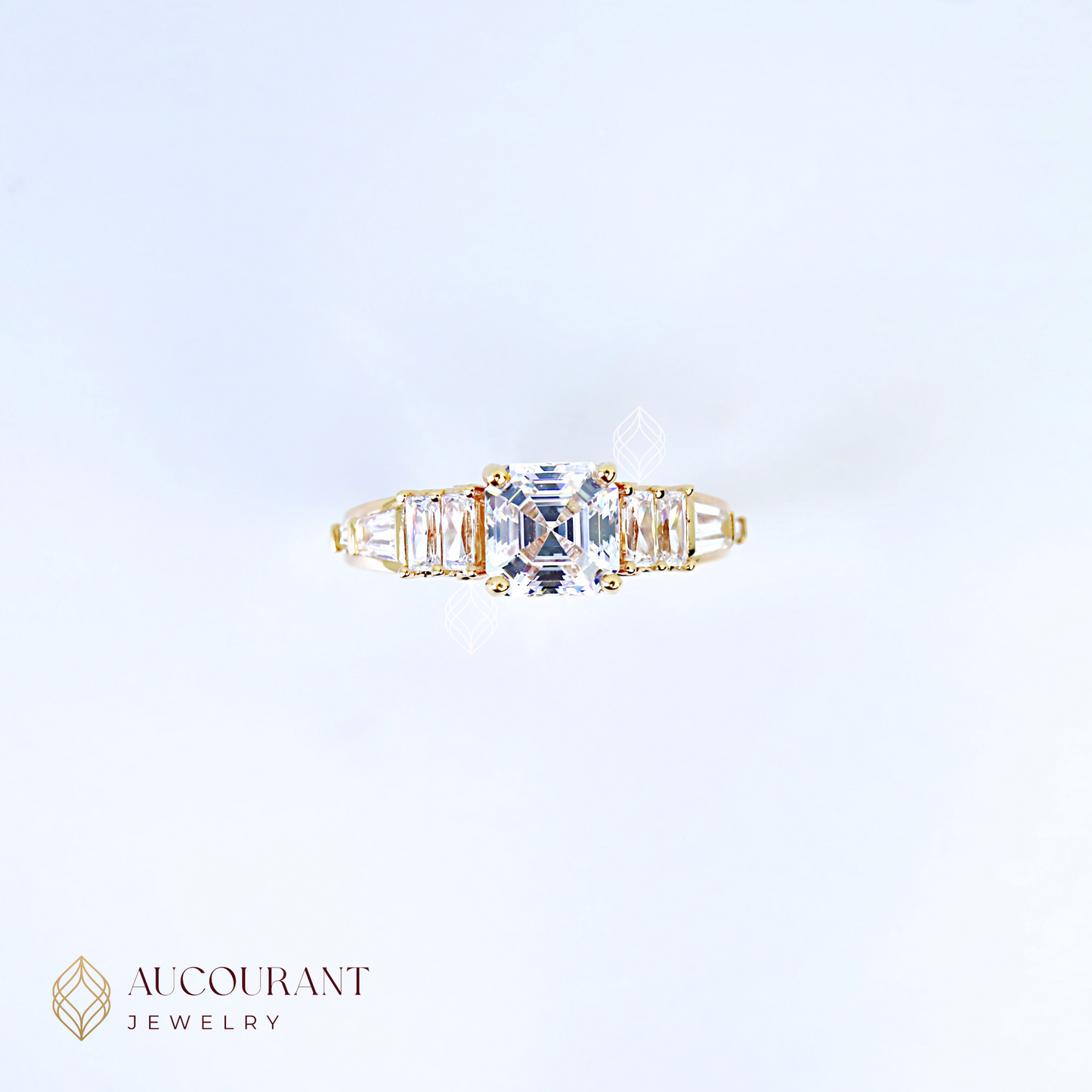 Cincin Emas Model Solitaire Mata Kotak(PC) full samping mata Kotak(PC). Emas Rose Gold 17K