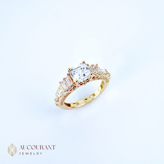 Cincin Emas Model Solitaire Mata Kotak(PC) full samping mata Kotak(PC). Emas Rose Gold 17K