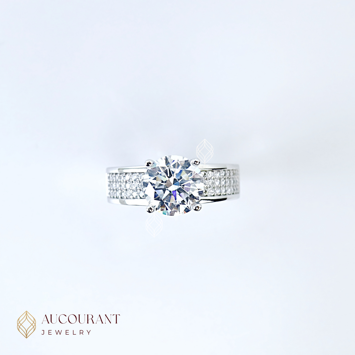 Cincin Emas model Solitaire variasi samping full AD R. Emas White Gold 17K