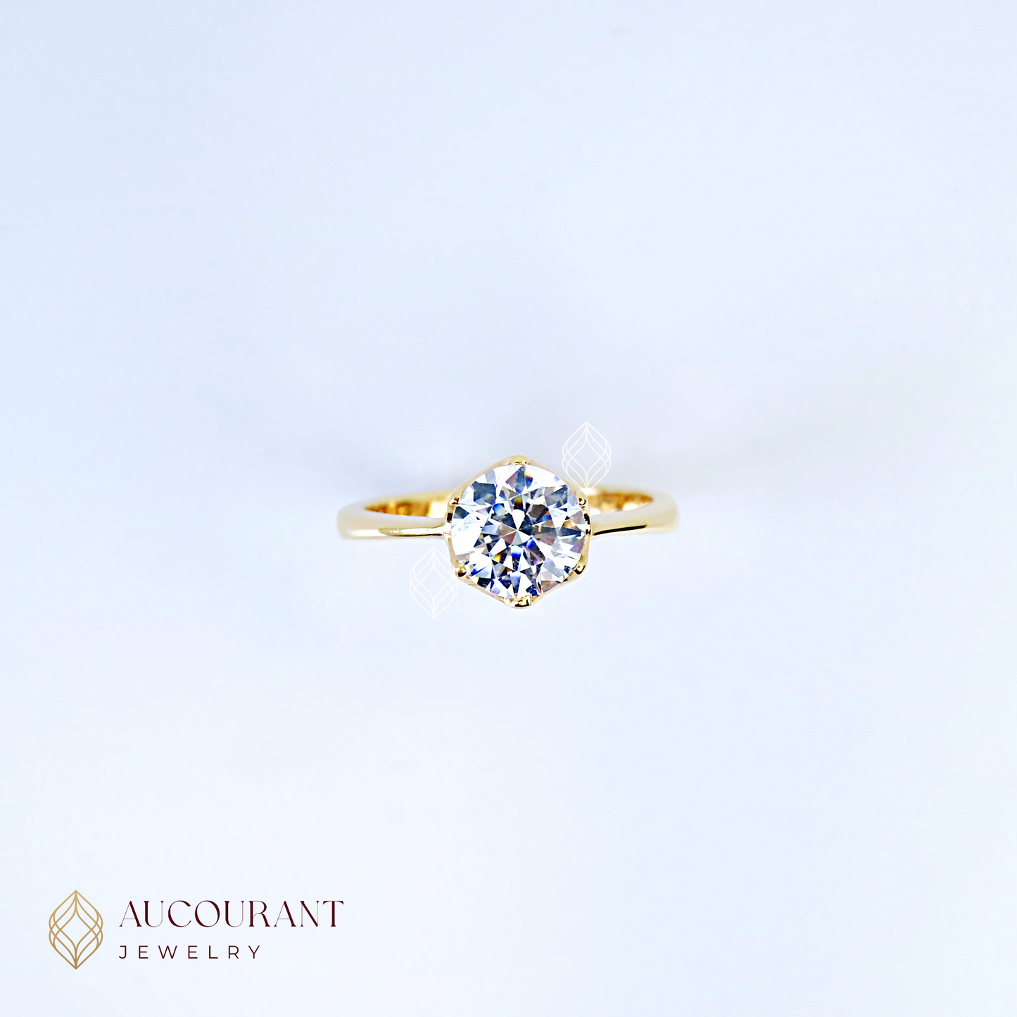 Cincin Emas model Solitaire Mata Bulat(R)(besar). Emas Rose Gold 17K
