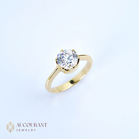 Cincin Emas model Solitaire Mata Bulat(R)(besar). Emas Rose Gold 17K